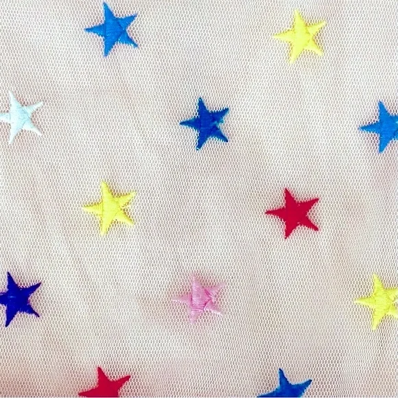 New Stella McCartney Kids Dress Girls 6M Multicolor Embroidered Stars Pink Tulle
